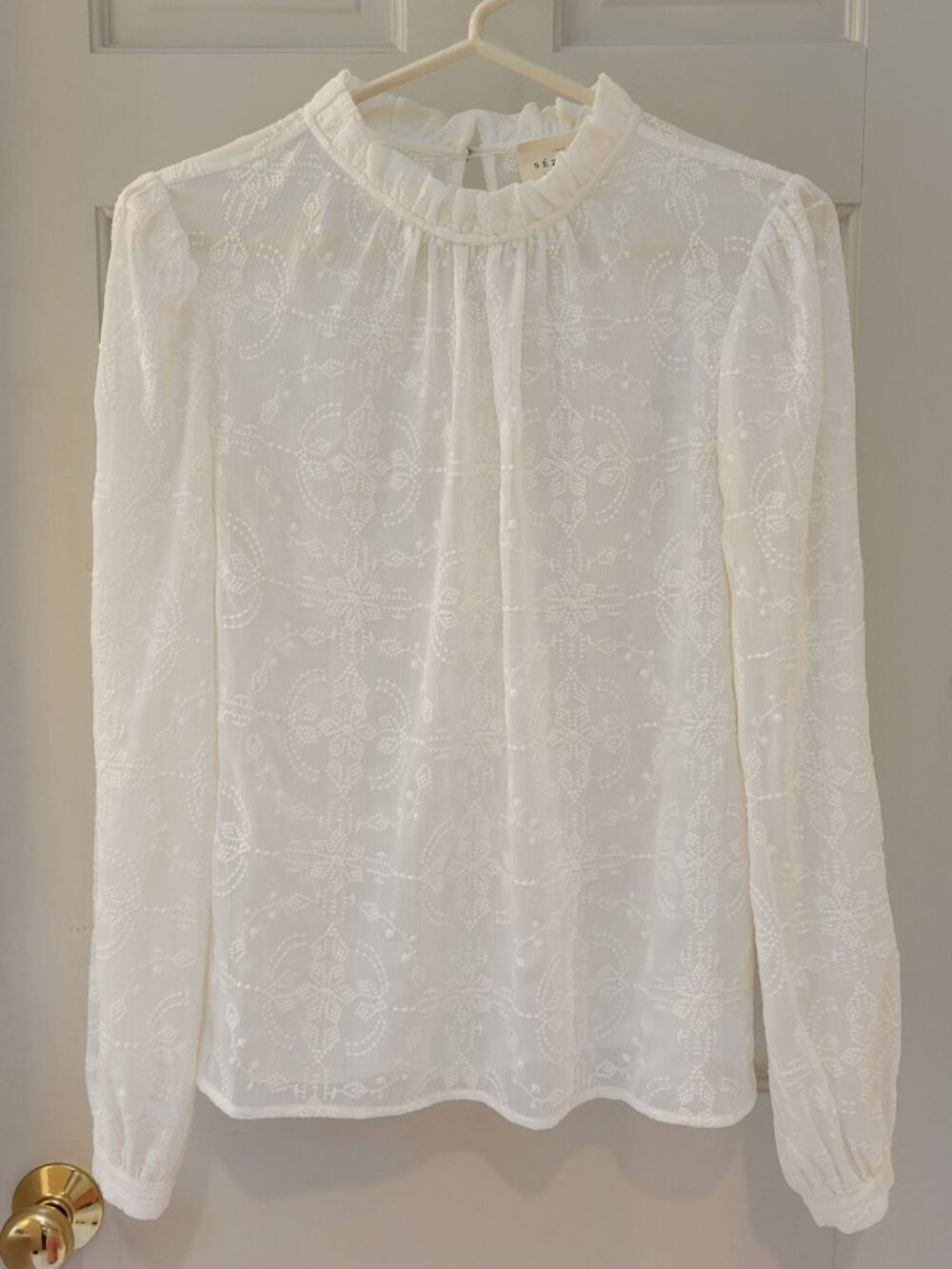 Sezane Valentine Blouse in Sheer Ecru